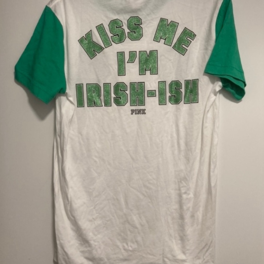 Pink Victoria’s Secret Bling Sequin Shirt Size Extra Small St Patricks Day Logo - Picture 2 of 16
